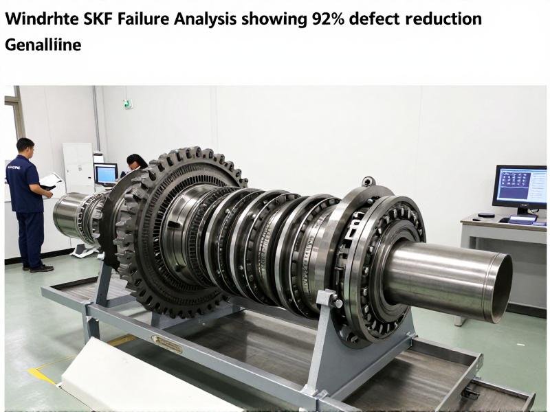 Wind turbine gearbox failure analysis showing 92% defect reduction