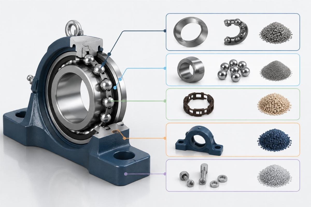 Component-level REACH and RoHS compliance breakdown for SKF bearing assembly