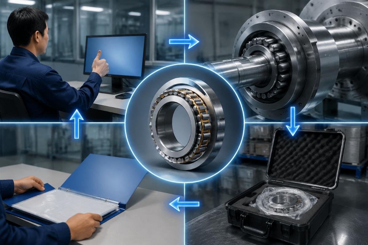 Pre-quotation verification workflow for SKF main shaft bearings: authorization, origin, batch code, and documentation closure