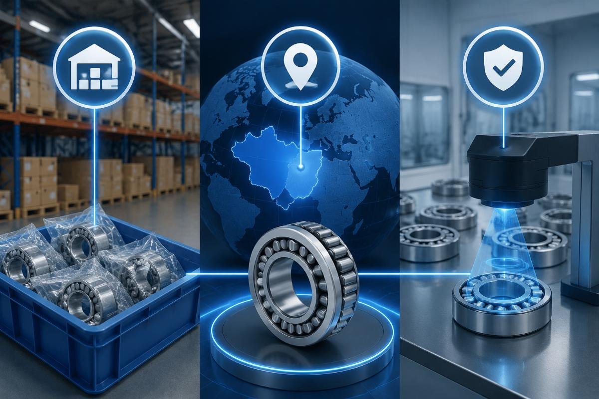Three-pillar traceability model for SKF main shaft bearings: distributor tier, country of origin, and batch-level anti-counterfeit verification